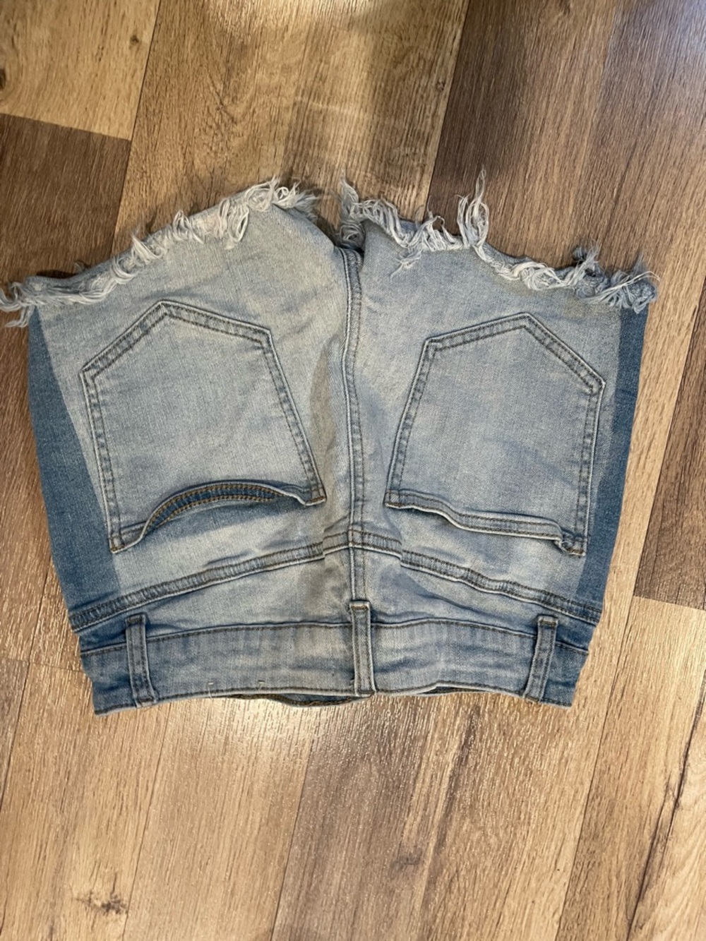 Altar'd State Distressed Light Blue Denim Jean Shorts - Picture 4 of 6